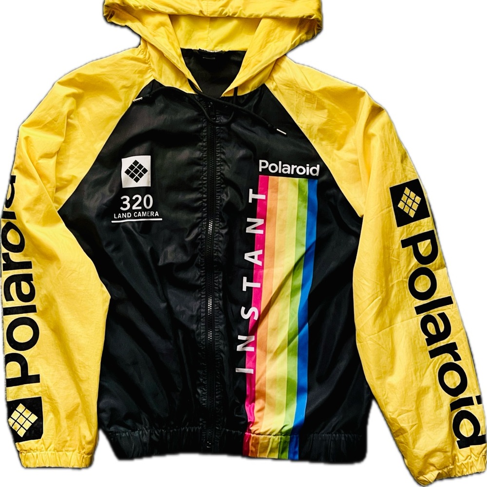 Polaroid Yellow and Black Land Camera Rain Jacket